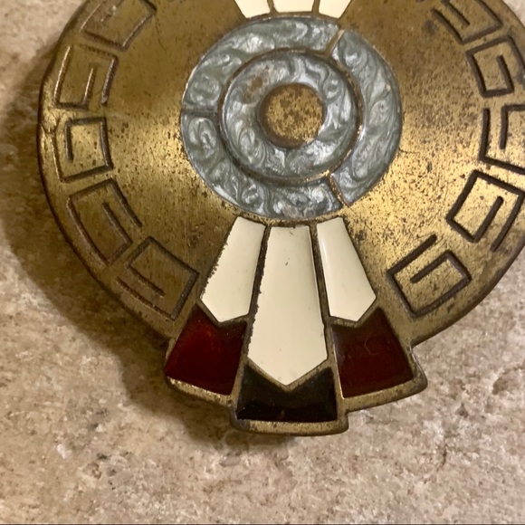 Vintage Beautiful Aztec Metal & Enamel Belt Buckle main image 6